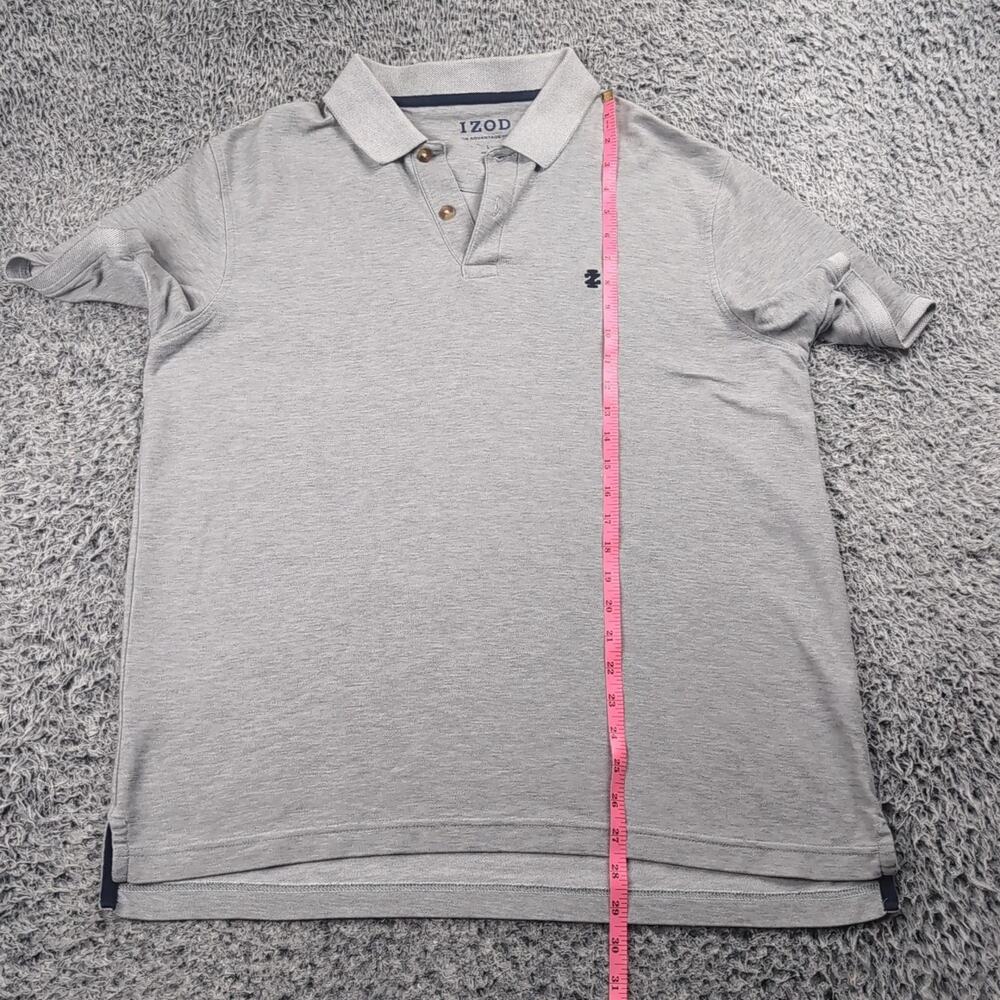IZOD Shirt Men Large Gray Casual Polo Preppy Short Sleeve Normcore Button Collar - Picture 4 of 6